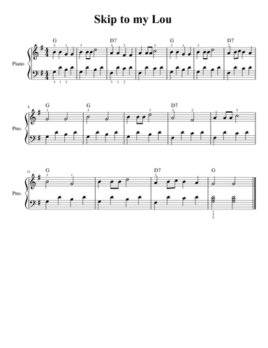 Skip To My Lou - piano sheet music