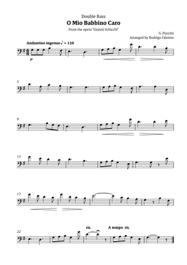 O Mio Babbino Caro - for double bass solo