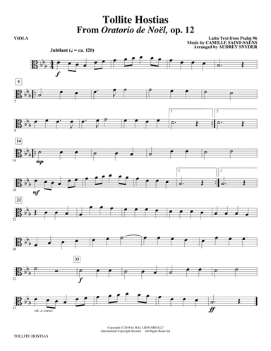 Tollite Hostias (arr. Audrey Snyder) - Viola