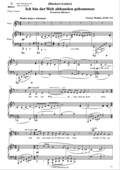 Ich bin der Welt abhanden gekommen (D Major)