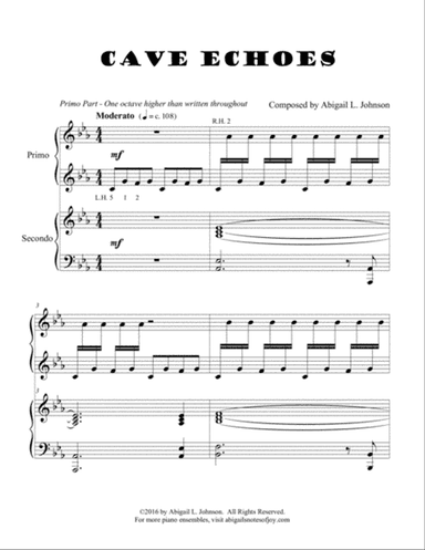 Cave Echoes (Intermediate Piano Duet)
