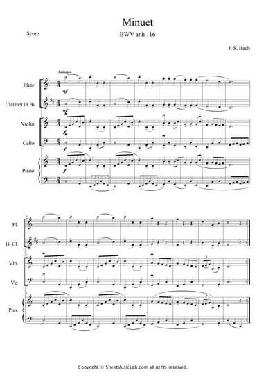 Minuet BWV anh 116 (Easy Version) in C