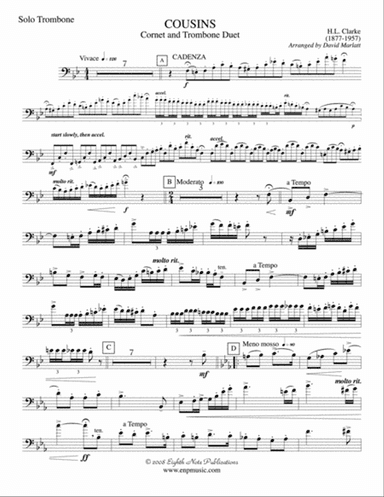 Cousins (Cornet and Trombone Duet and Concert Band): Solo Trombone