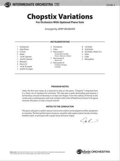 Chopstix Variations (with Opt. Piano Solo): Score