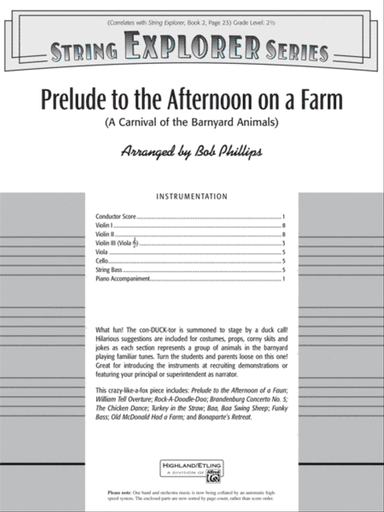 Prelude to the Afternoon on a Farm: Score
