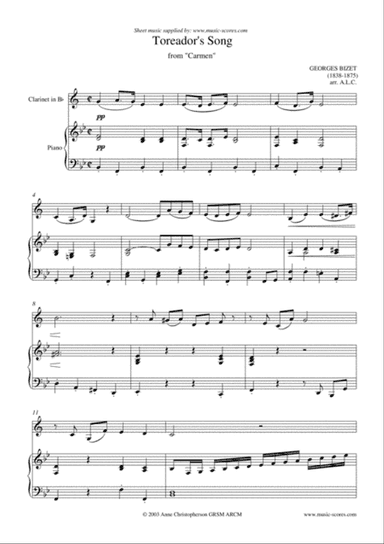 The Toreador Song from Carmen (short version) - Clarinet and Piano