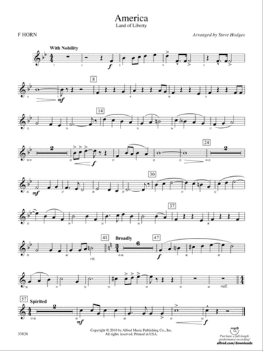 America - Land of Liberty: 1st F Horn