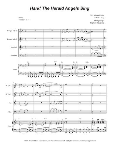 Hark! The Herald Angels Sing (Brass Quartet and Piano)