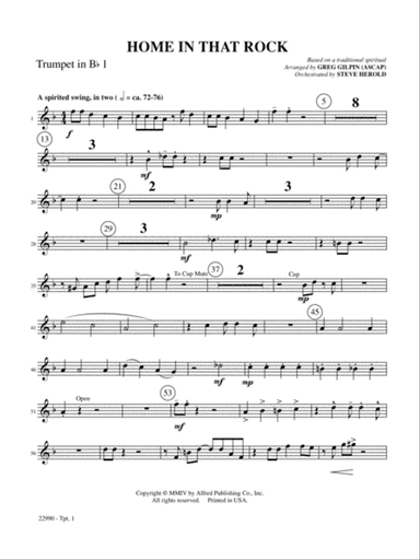 Home in That Rock: 1st B-flat Trumpet