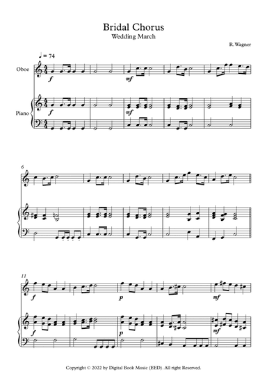 Bridal Chorus (Wedding March) - Richard Wagner (Oboe + Piano)