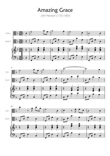 Amazing Grace - Viola Duet w/ Piano Accompaniment