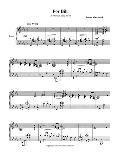 For Bill, jazz solo for the left hand