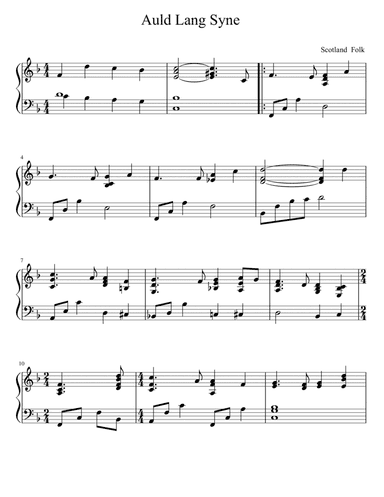 Auld Lang Syne - For Easy Piano - Scotland Folk