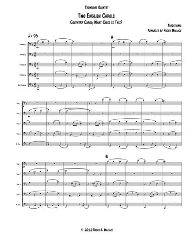 Two English Carols (Coventry Carol; What Child Is This?) - Trombone Quintet