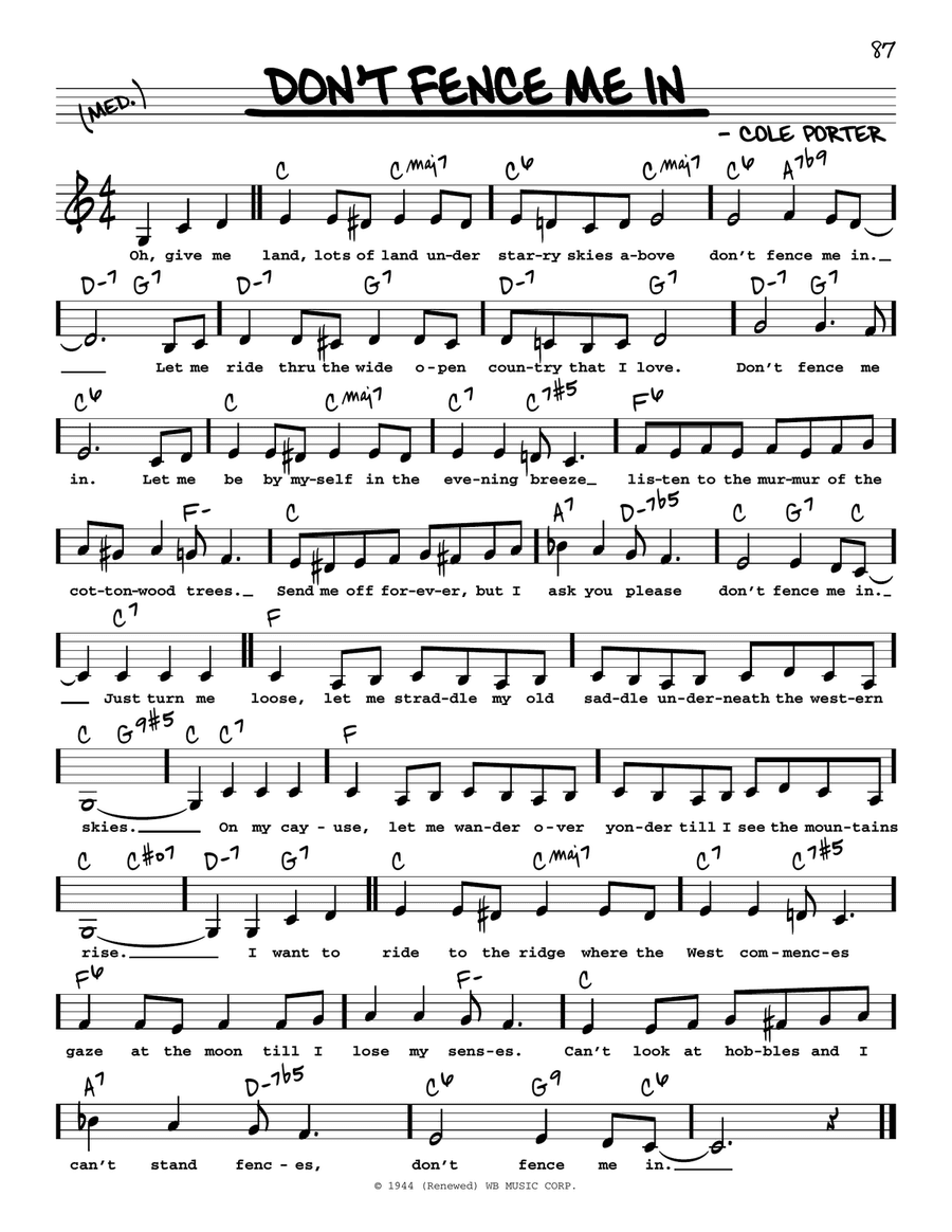 Don't Fence Me In (Low Voice)