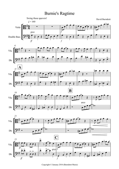 Burnie's Ragtime for Viola and Double Bass Duet