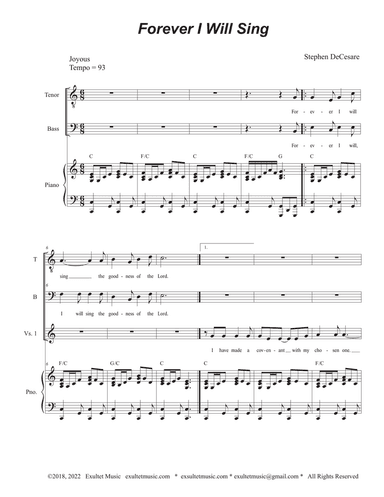 Forever I Will Sing (Duet for Tenor and Bass solo)
