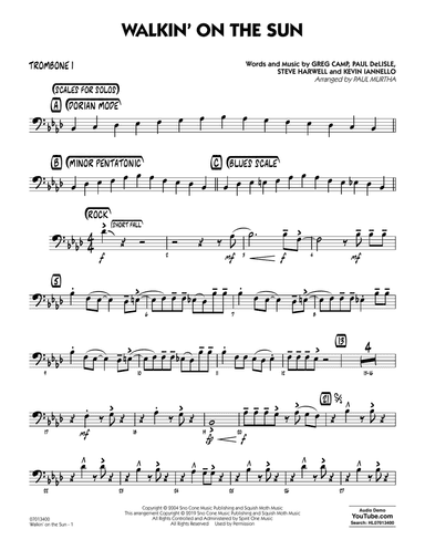 Walkin' on the Sun (arr. Paul Murtha) - Trombone 1