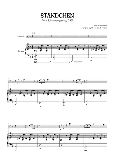 Schubert • Ständchen (Serenade) | trombone sheet music w/ piano accompaniment
