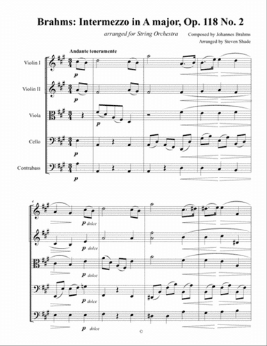 Brahms Intermezzo in A major, Op. 118 No. 2