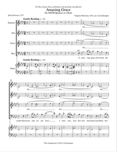 Amazing Grace, arr. Carl Johengen