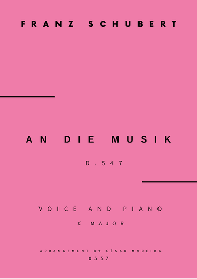 An Die Musik - Voice and Piano - C Major (Full Score and Parts)