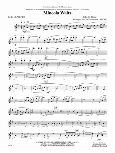 Mineola Waltz: 1st B-flat Clarinet