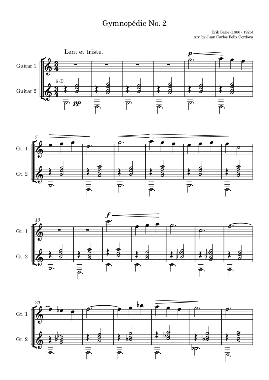 Gymnopédie No. 2 for 2 guitars