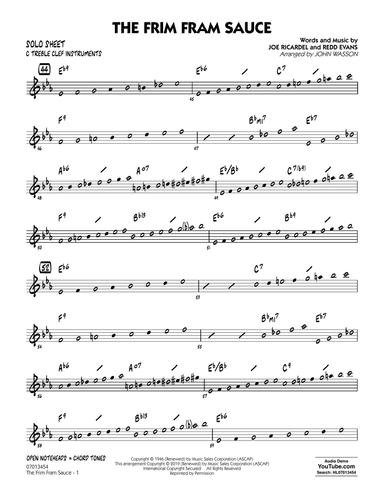 The Frim Fram Sauce (arr. John Wasson) - C Treble Clef Solo