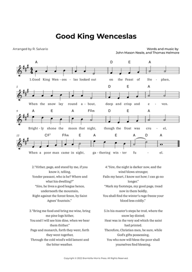Good King Wenceslas (Key of A Major)