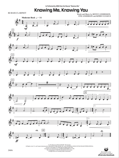 Knowing Me, Knowing You (As performed by ABBA from the musical Mamma Mia): B-flat Bass Clarinet