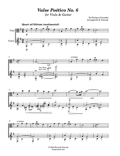 Valse Poetico No. 6 by Granados (for Viola and Guitar)