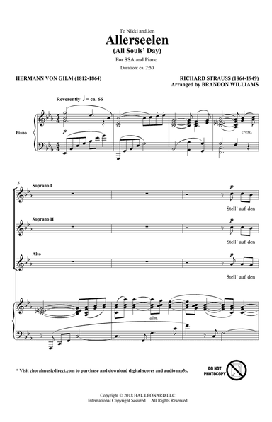 Allerseelen (arr. Brandon Williams)