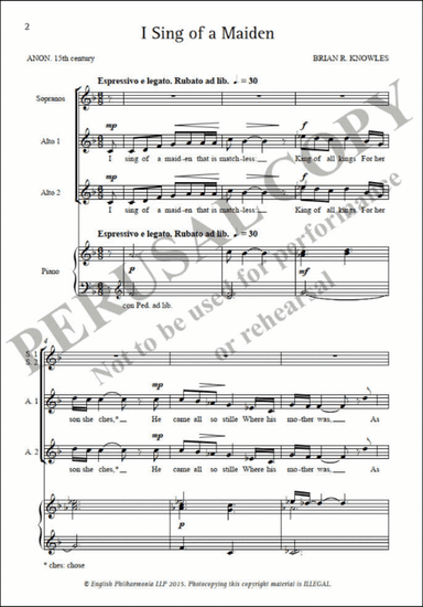I Sing of a Maiden (SSAA)