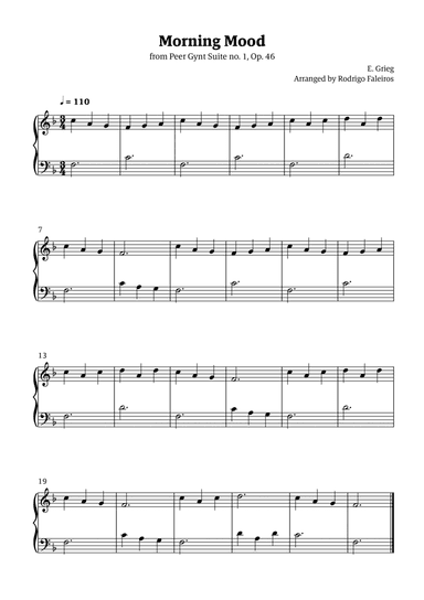 Morning Mood (easy piano - beginner level 3)