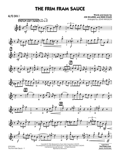 The Frim Fram Sauce (arr. John Wasson) - Alto Sax 1