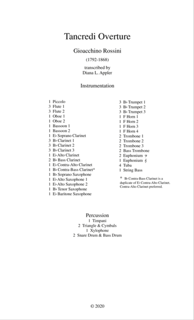 Tancredi Overture (full score)