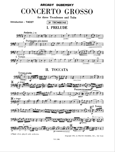 Concerto Grosso for Three Trombones and Tuba: Trombone 3