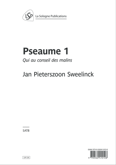 SWEELINCK Pseaume 1 / SATB