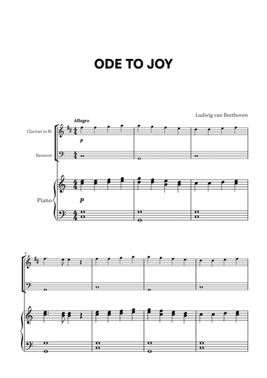 Beethoven - Ode to Joy for Clarinet, Bassoon and Piano
