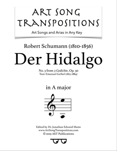 SCHUMANN: Der Hidalgo, Op. 30 no. 3 (transposed to A major)