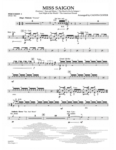Miss Saigon (arr. Calvin Custer) - Percussion 1