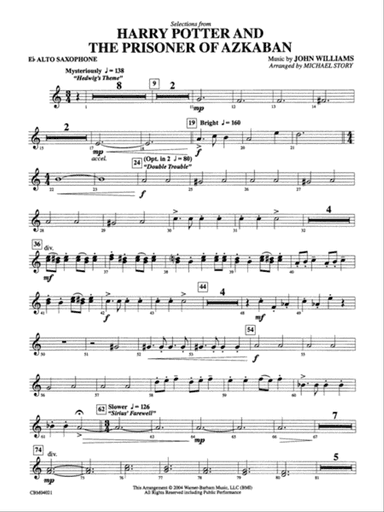 Harry Potter and the Prisoner of Azkaban, Selections from: E-flat Alto Saxophone
