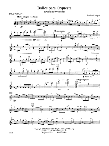 Bailes para Orquesta (For Two Solo Violins and String Orchestra): Solo 1st Violin