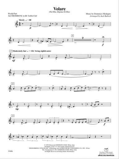 Volare: (wp) 3rd B-flat Trombone T.C.