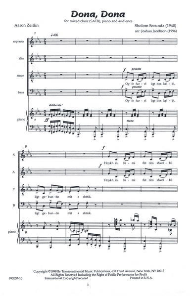 Dona, Dona (arr. Joshua Jacobson)
