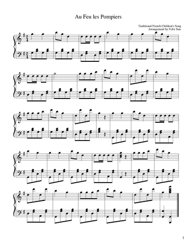 Au Feu les Pompiers - Piano Solo