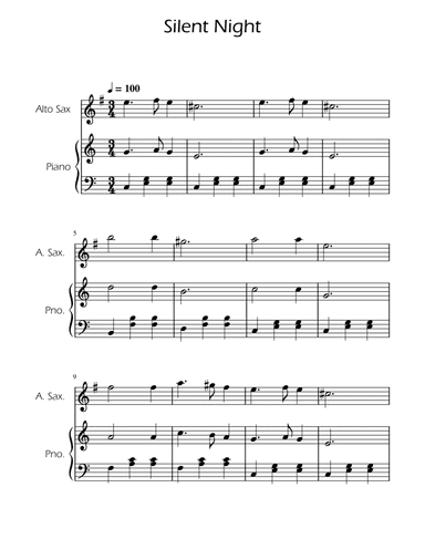 Silent Night - Alto Sax w/ Piano
