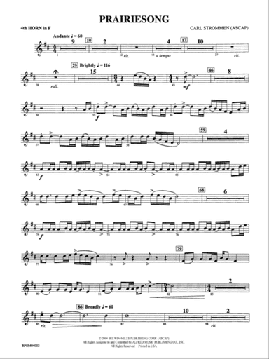 Prairiesong: 4th F Horn