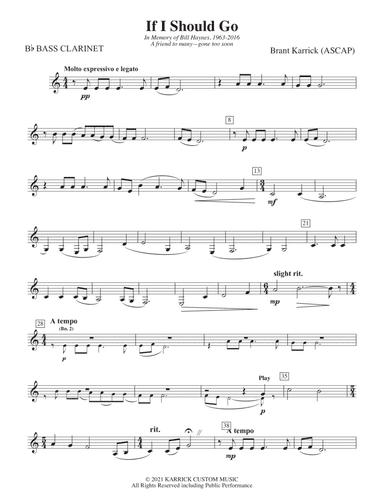 If I Should Go: Bass Clarinet 1